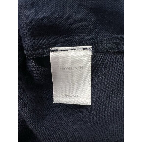 J. Jill  Love Linen Navy Linen Tunic Top  3/4 Knit Sleeve Woven Front - Picture 12 of 13